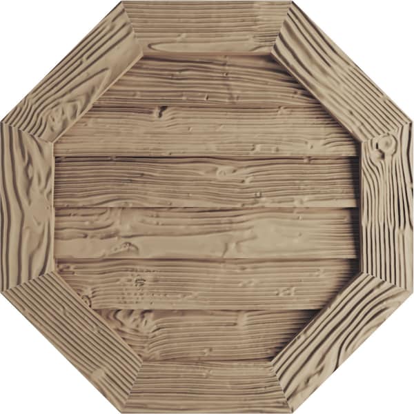 Ekena Millwork Timberthane Sandblasted Octagonal Faux Wood Non-Functional Gable Vent, Primed Tan, 36"W x 36"H GVUROC36X36DSDPR - main